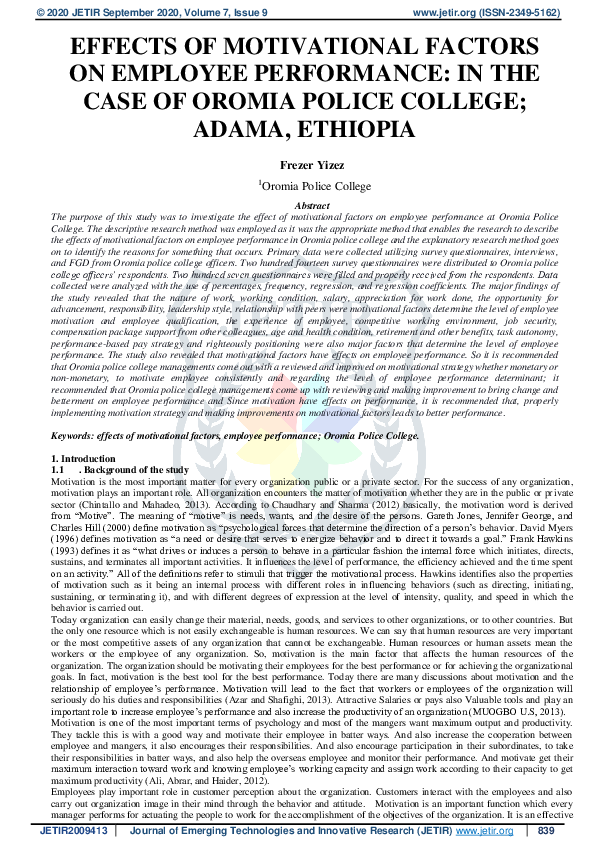 (PDF) Effects of Motivational Factors on Employee Performance: In the ...