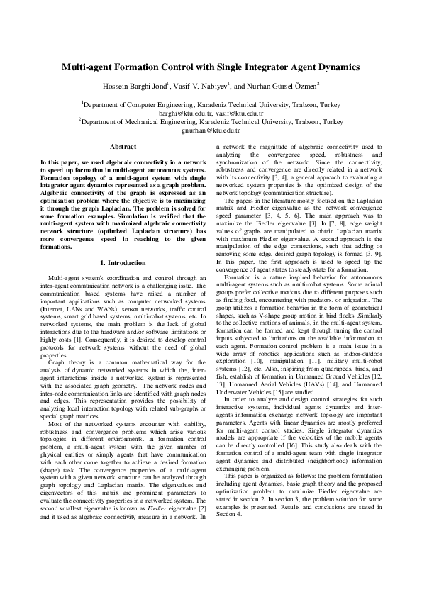 (PDF) Multi-agent Formation Control with Single Integrator Agent Dynamics