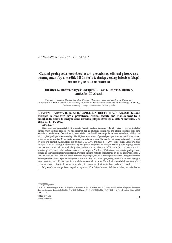 (PDF) Genital prolapse in crossbred cows: prevalence, clinical picture ...