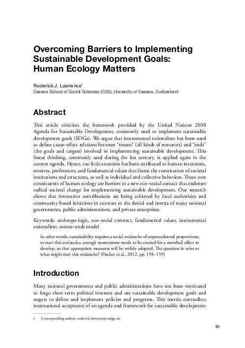 (PDF) Overcoming Barriers to Implementing Sustainable Development Goals ...