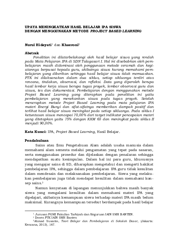 (PDF) Upaya Meningkatkan Hasil Belajar Ipa Siswa Dengan Menggunakan ...