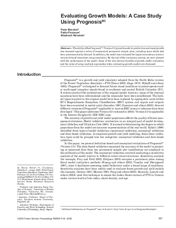 (PDF) Evaluating growth models: A case study using PrognosisBC