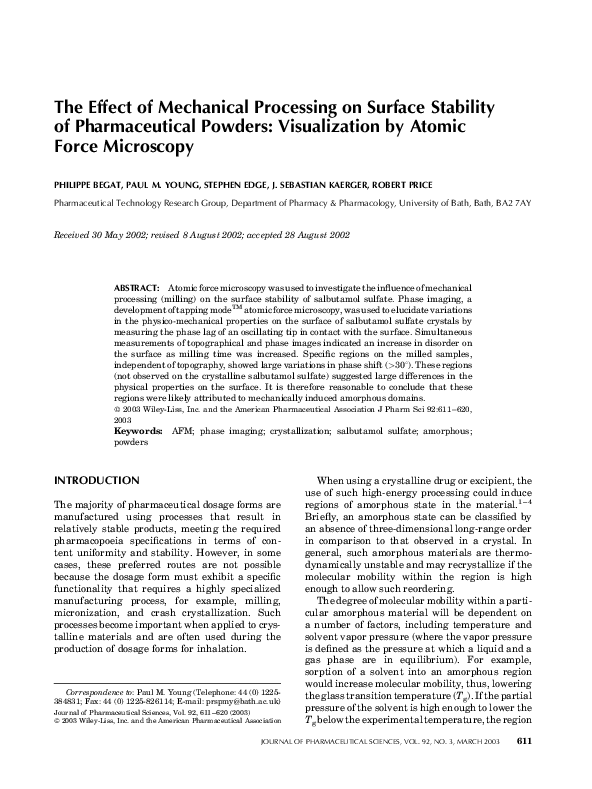 (PDF) The effect of mechanical processing on surface stability of ...