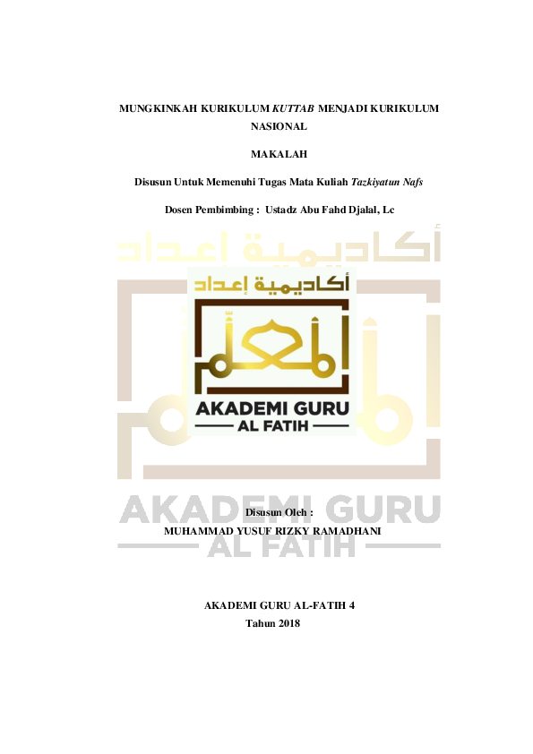 (PDF) Mungkinkah Kurikulum Kuttab Menjadi Kurikulum Nasional