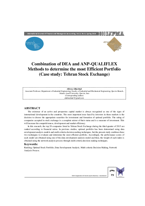 (PDF) Combination of DEA and ANP-QUALIFLEX Methods to determine the ...