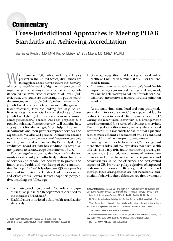 (PDF) Cross-Jurisdictional Approaches to Meeting PHAB Standards and ...