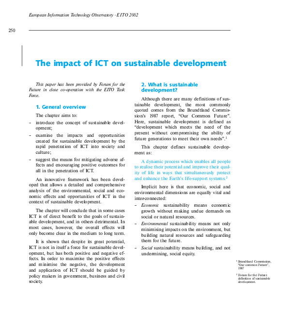 (PDF) The impact of ICT on sustainable development