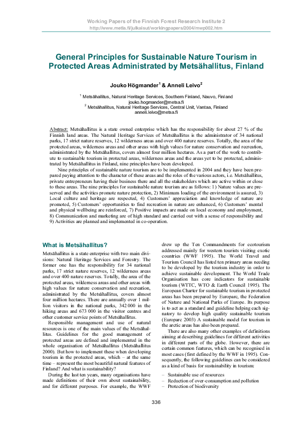 (PDF) General principles for sustainable nature tourism in protected ...