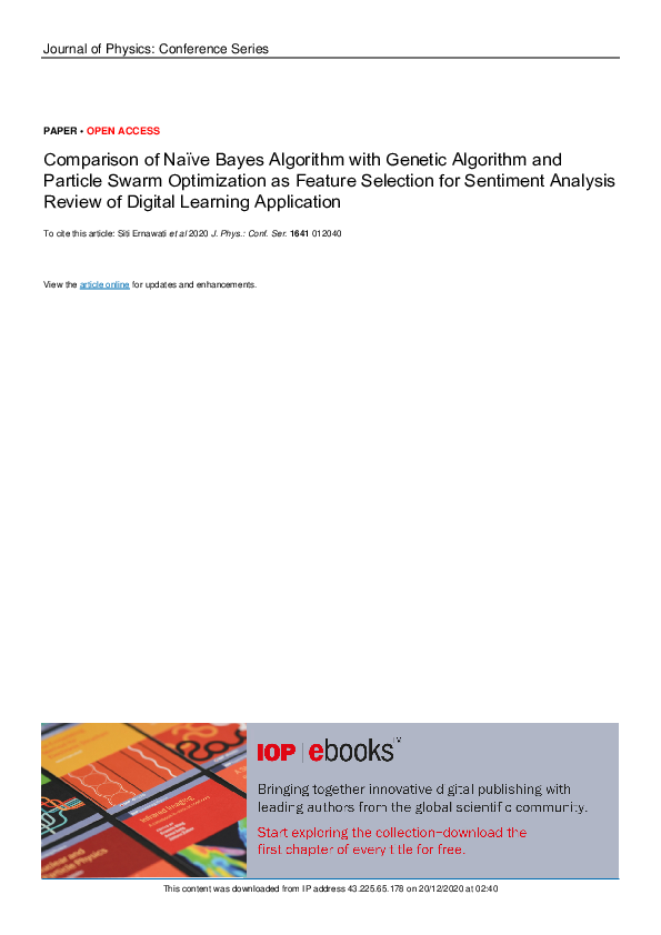 (PDF) Comparison of Naïve Bayes Algorithm with Genetic Algorithm and ...