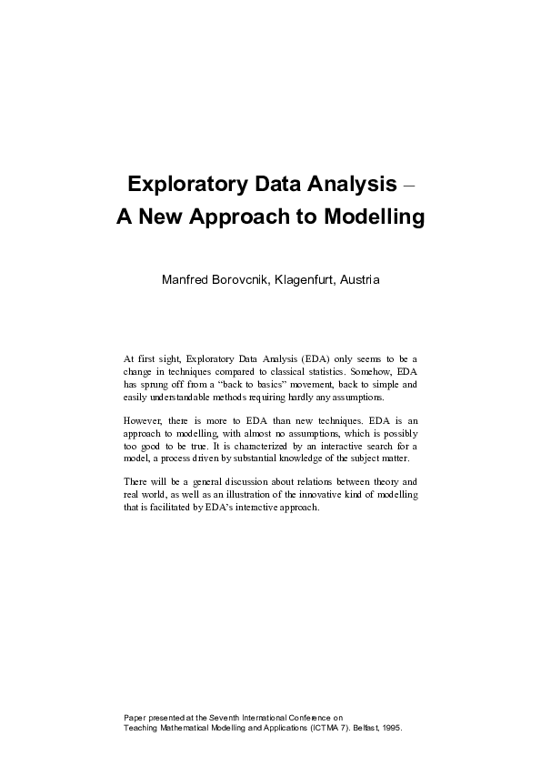 (PDF) Exploratory Data Analysis – A New Approach to Modelling