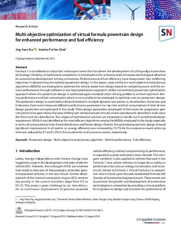 (PDF) Multi-objective optimization of virtual formula powertrain design ...