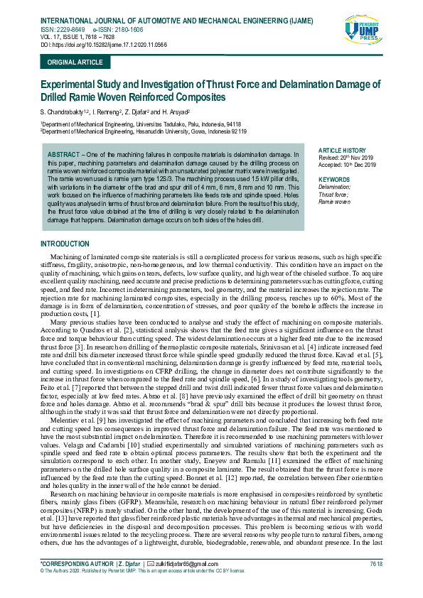 (PDF) Experimental Study and Investigation of Thrust Force and ...