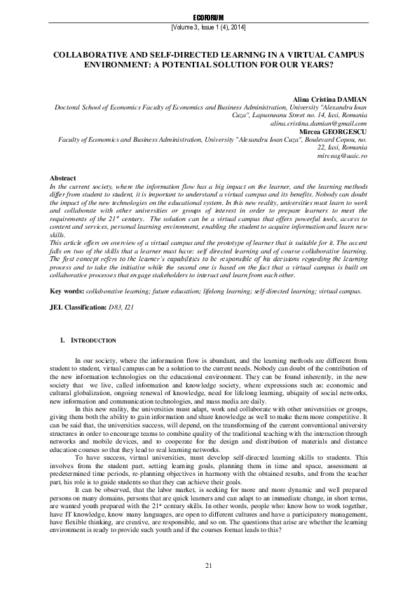 (PDF) Collaborative And Self-Directed Learning In A Virtual Campus ...
