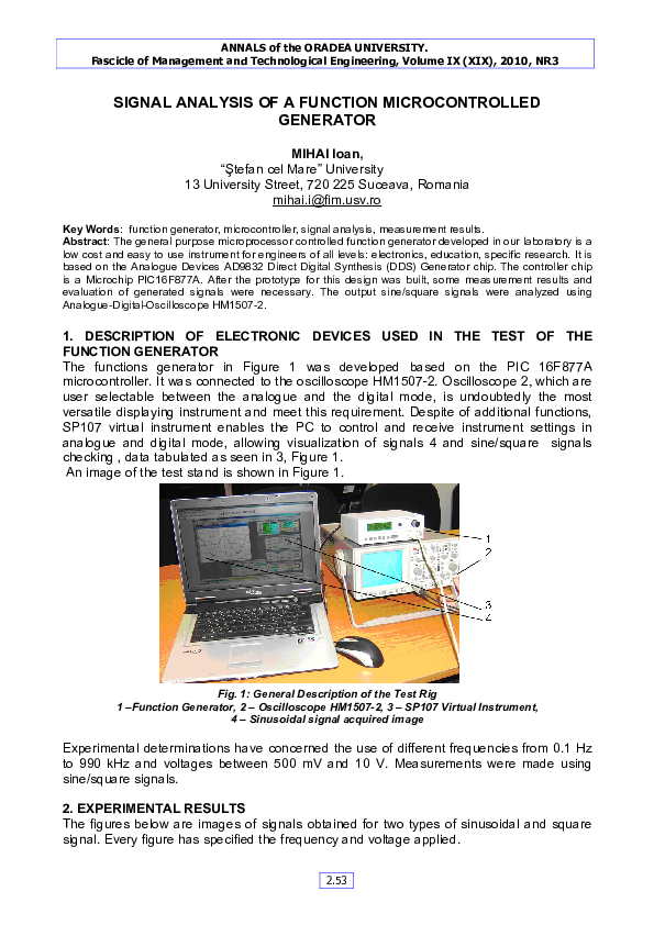 (PDF) Signal Analysis of a Function Microcontrolled Generator