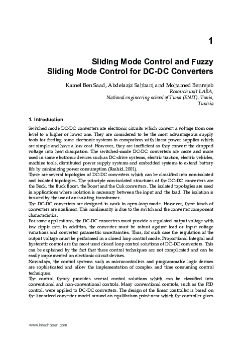 (PDF) 1 Sliding Mode Control and Fuzzy Sliding Mode Control for DC-DC ...