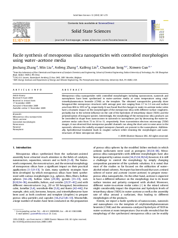 (PDF) Facile synthesis of mesoporous silica nanoparticles with ...