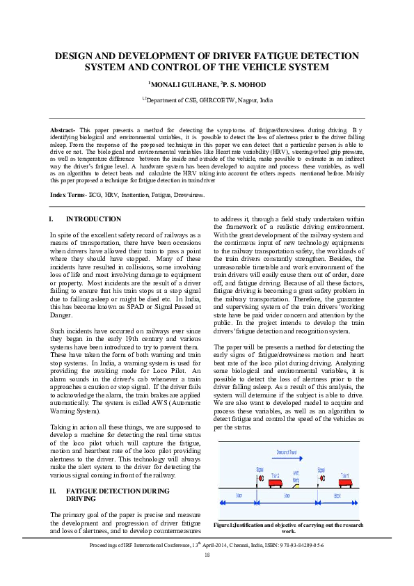 (PDF) Design and Development of Driver Fatigue Detection System and ...
