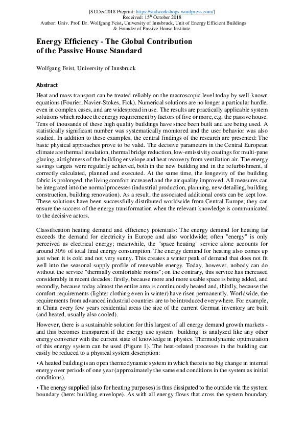 (PDF) Energy Efficiency-The Global Contribution of the Passive House ...