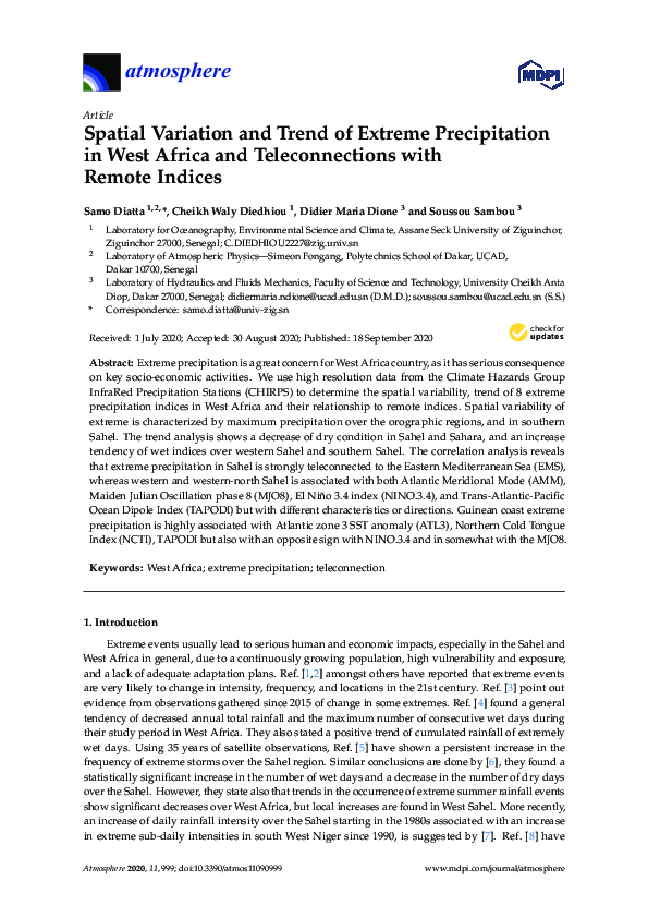 (PDF) Spatial Variation and Trend of Extreme Precipitation in West ...