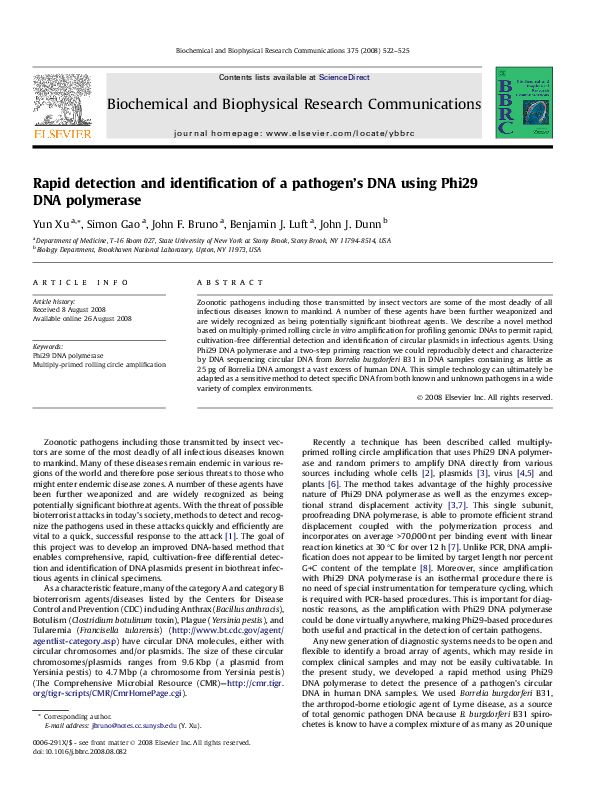 (PDF) Rapid detection and identification of a pathogen’s DNA using ...