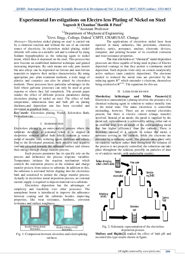 (PDF) Experimental Investigations on Electro less Plating of Nickel on ...