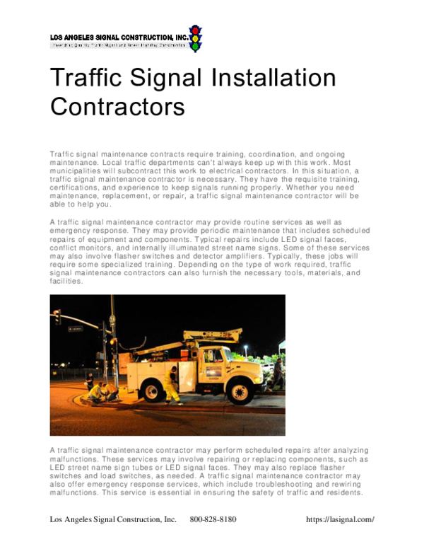 (PDF) Traffic Signal Installation Contractors Los Angeles Signal