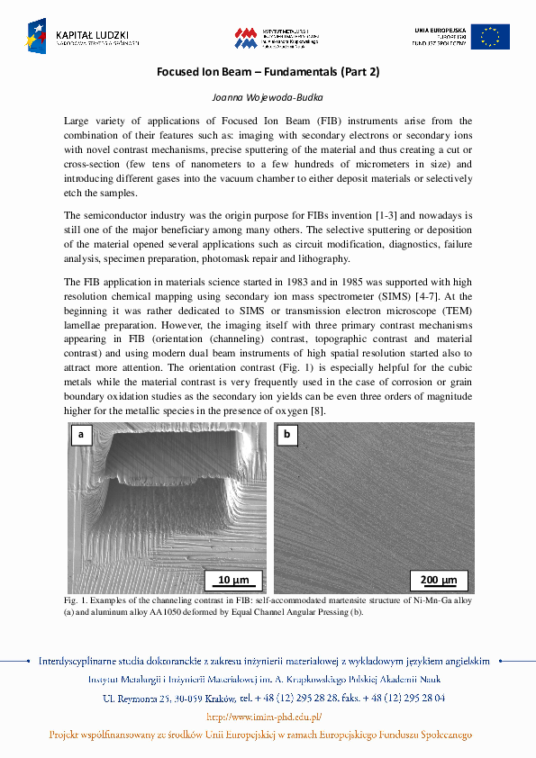 (PDF) Focused Ion Beam – Fundamentals (Part 2)