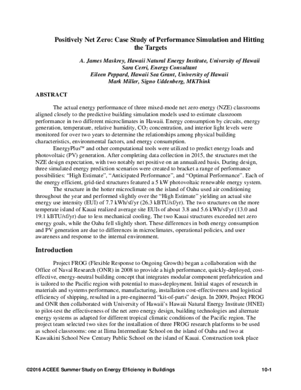 (PDF) Positively Net Zero : Case Study of Performance Simulation and ...