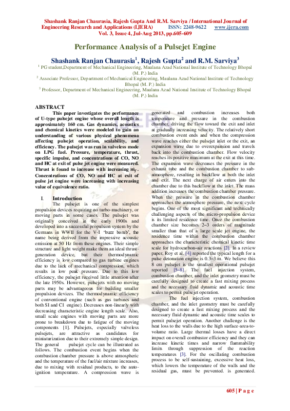 (PDF) Performance Analysis of a Pulsejet Engine
