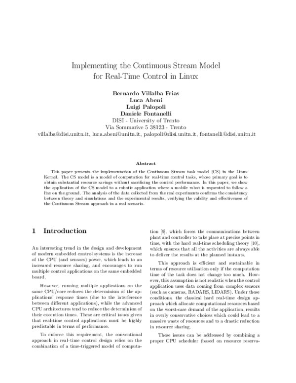 (PDF) Implementing the Continuous Stream Model for Real-Time Control in ...