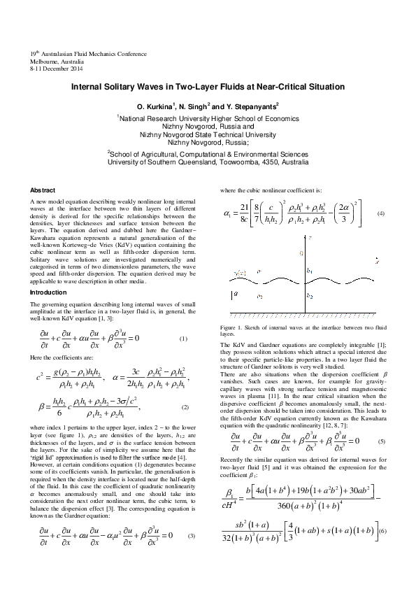 (PDF) Internal solitary waves in two-layer fluids at near-critical ...