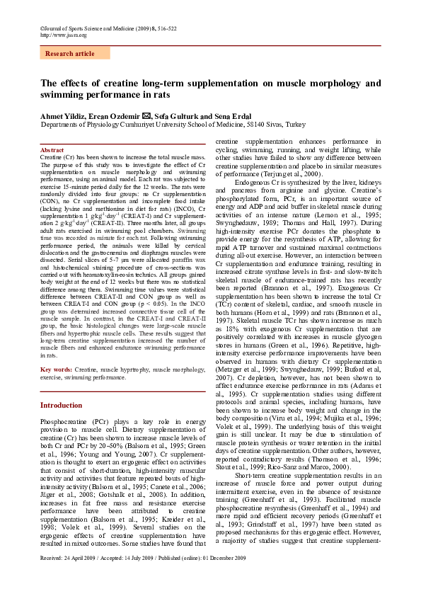 (PDF) The effects of Creatine LongTerm Supplementation on Muscle Morphology