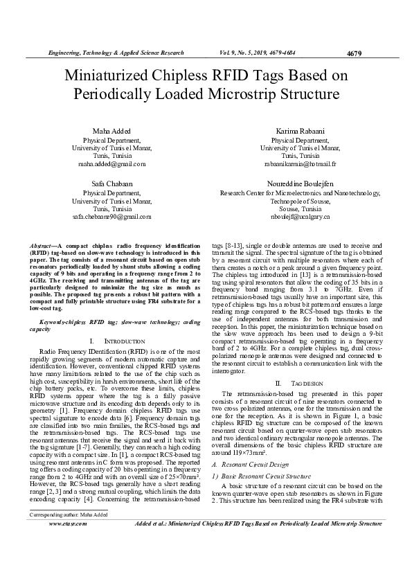 (PDF) Miniaturized Chipless RFID Tags Based on Periodically Loaded ...
