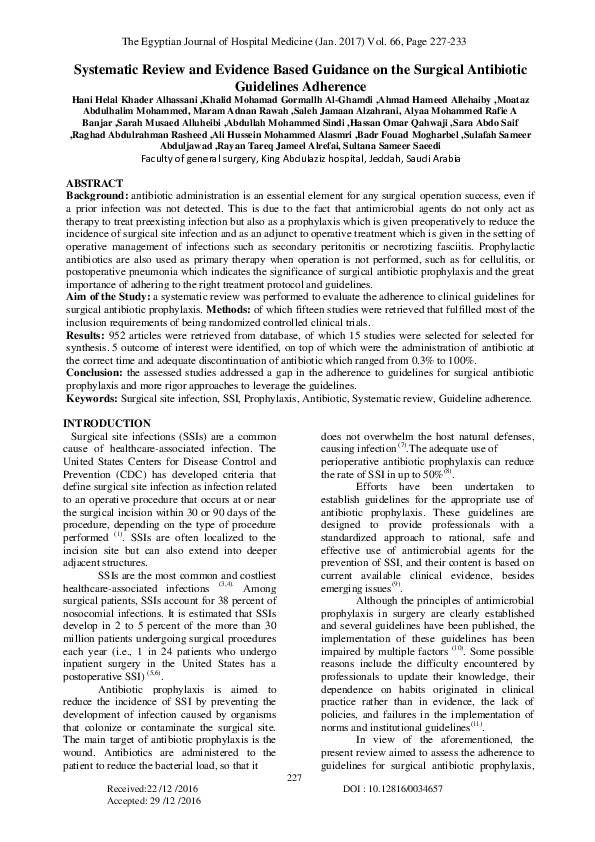 (PDF) Systematic Review and Evidence Based Guidance on the Surgical ...