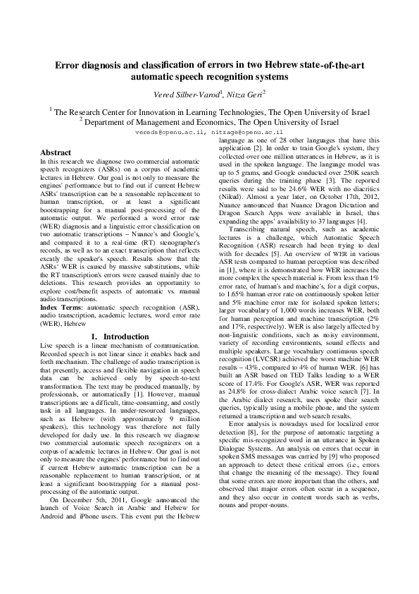 (PDF) Error diagnosis and classi fication of errors in two Hebrew state ...
