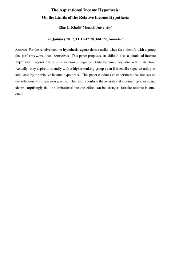 (PDF) The Aspirational Income Hypothesis: On the Limits of the Relative ...
