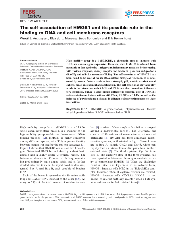 (PDF) The self-association of HMGB1 and its possible role in the ...