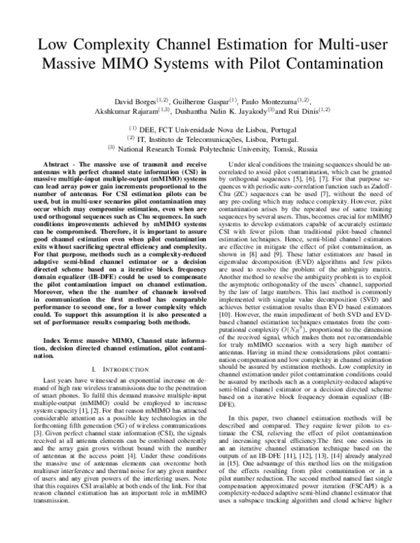 (PDF) Low Complexity Channel Estimation for Multi-user Massive MIMO ...