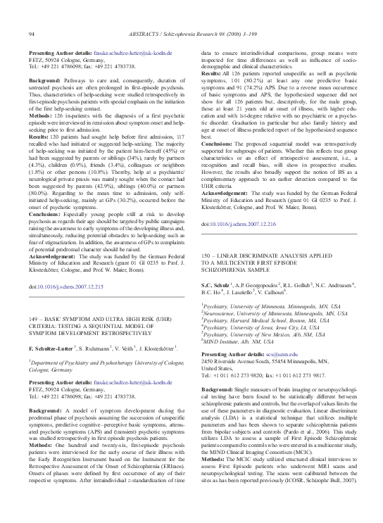 (PDF) 149 – Basic symptom and ultra high risk (UHR) criteria: Testing a ...