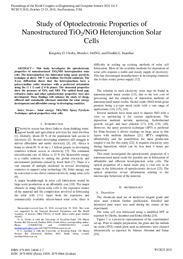 (PDF) Study of Optoelectronic Properties of Nanostructured TiO 2 / NiO ...