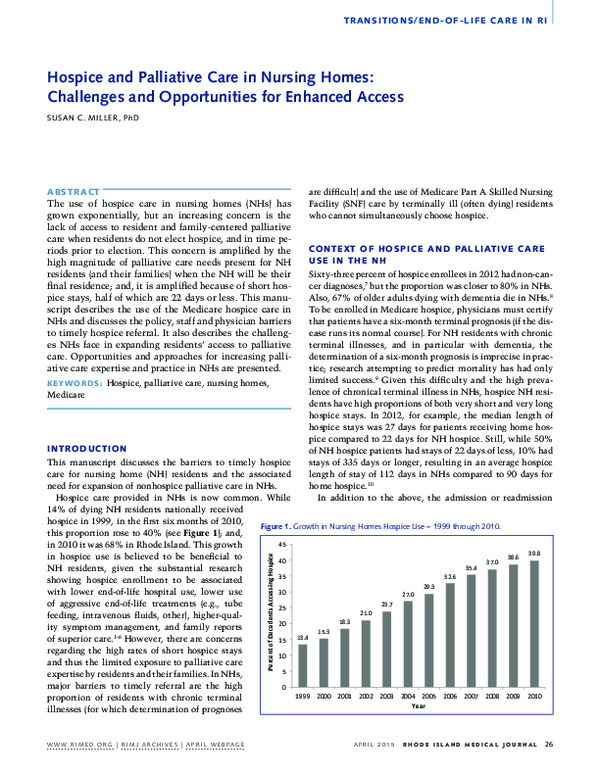(PDF) Hospice and palliative care in nursing homes: challenges and ...