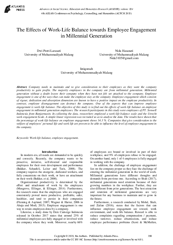 (PDF) The Effects of Work-Life Balance towards Employee Engagement in ...