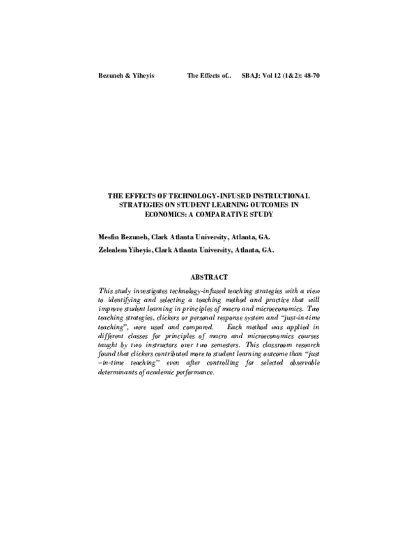 (PDF) The Effects of Technology-Infused Instructional Strategies on ...