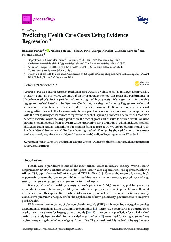 (PDF) Predicting Health Care Costs Using Evidence Regression