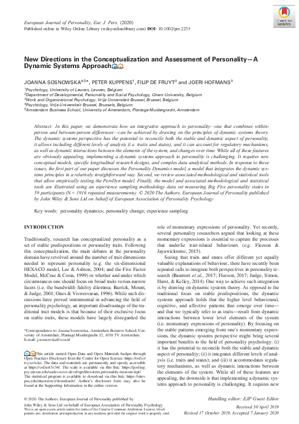 (PDF) New Directions in the Conceptualization and Assessment of ...