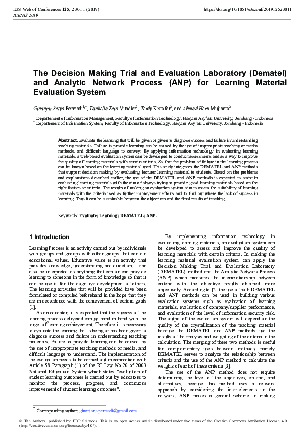 (PDF) Decision Making Trial and Evaluation Laboratory