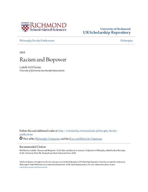 (PDF) Racism and Biopower