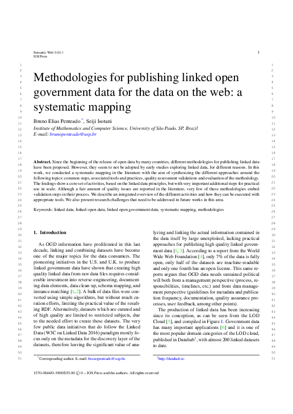 (PDF) Methodologies for publishing linked open government data for the ...