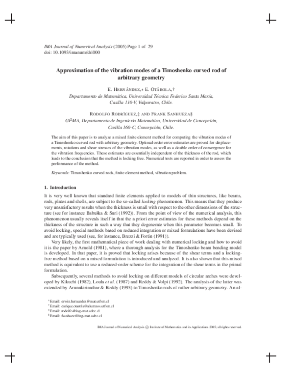 (PDF) Approximation of the vibration modes of a Timoshenko curved rod ...