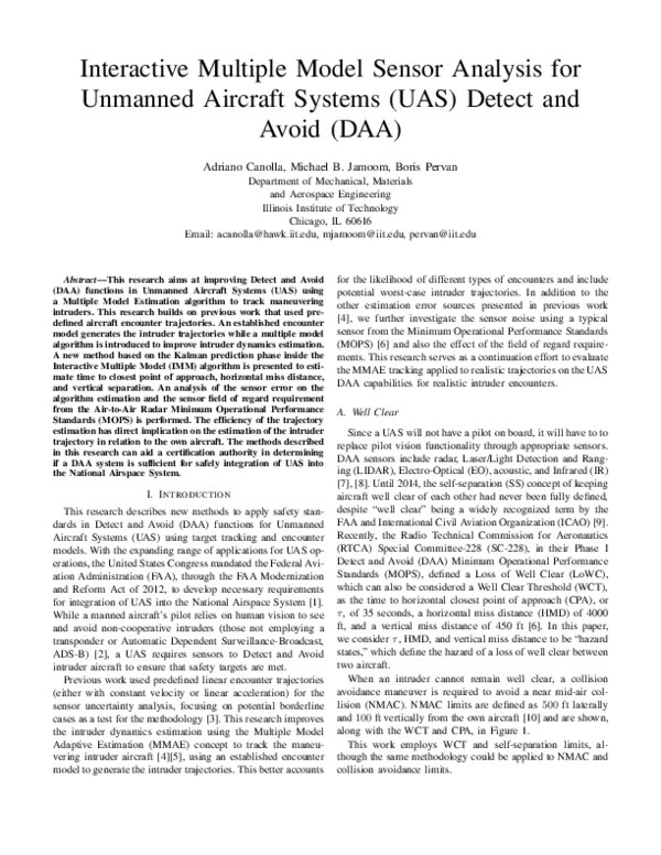 (PDF) Interactive multiple model sensor analysis for Unmanned Aircraft ...